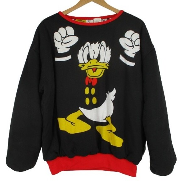 Vintage 90s Disney Mickey & Co Donald Duck Reversible All Over Print Sweatshirt - Picture 1 of 6